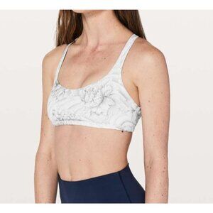 Lululemon Free To Be Sports Bra Wild Gray Floral Mini Twine Strappy Women's 4